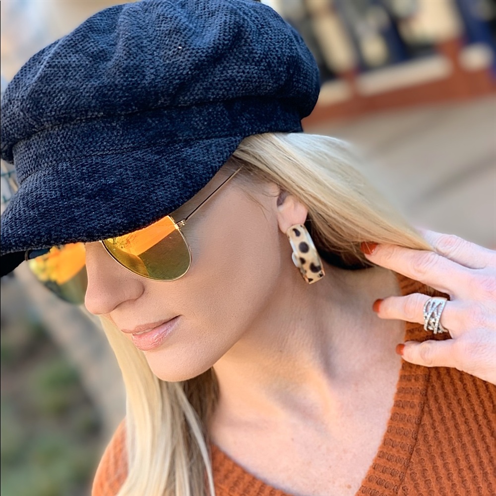 Hair on leopard earrings-genuine Leather - Picture 2 of 4